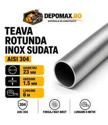 Teava rotunda inox sudata AISI 304, 23 x 1.5 mm, 6 metri